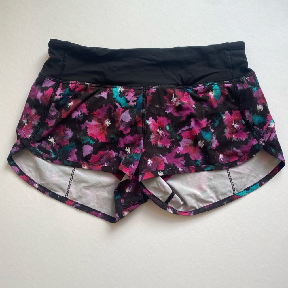 Lululemon Speed Short, Size: 2, Color: Midnight Bloom Black Deep Fuschia
